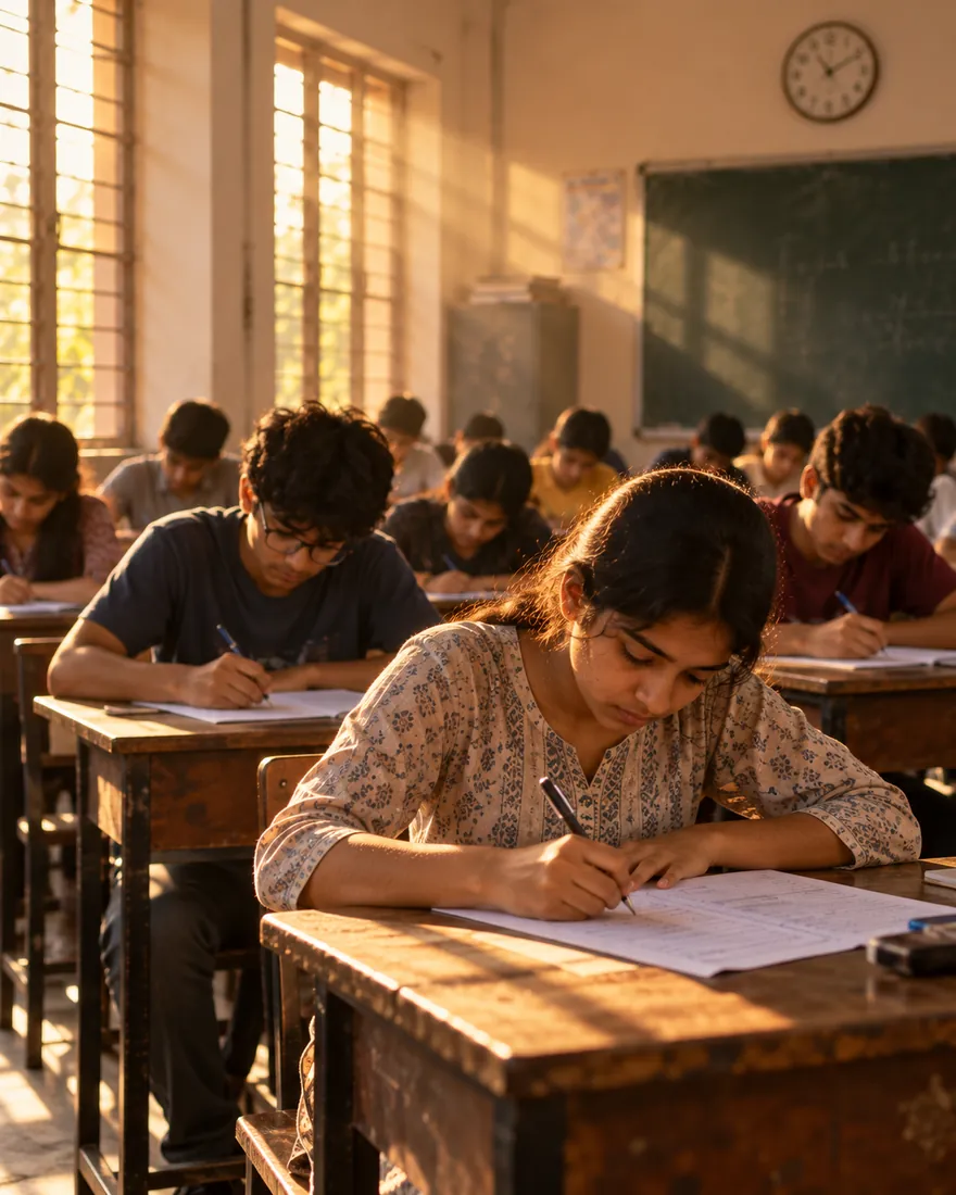 Students writing a practice test