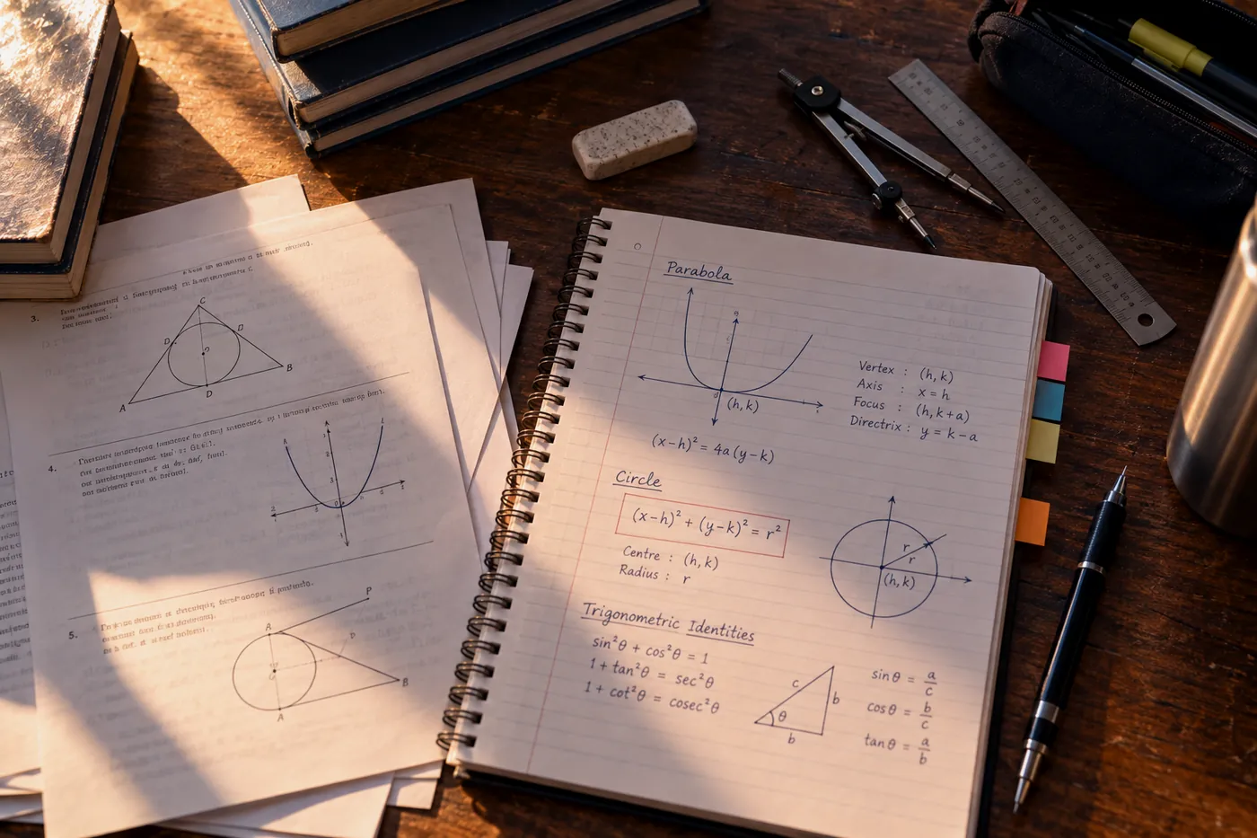 Organised study material and geometry tools